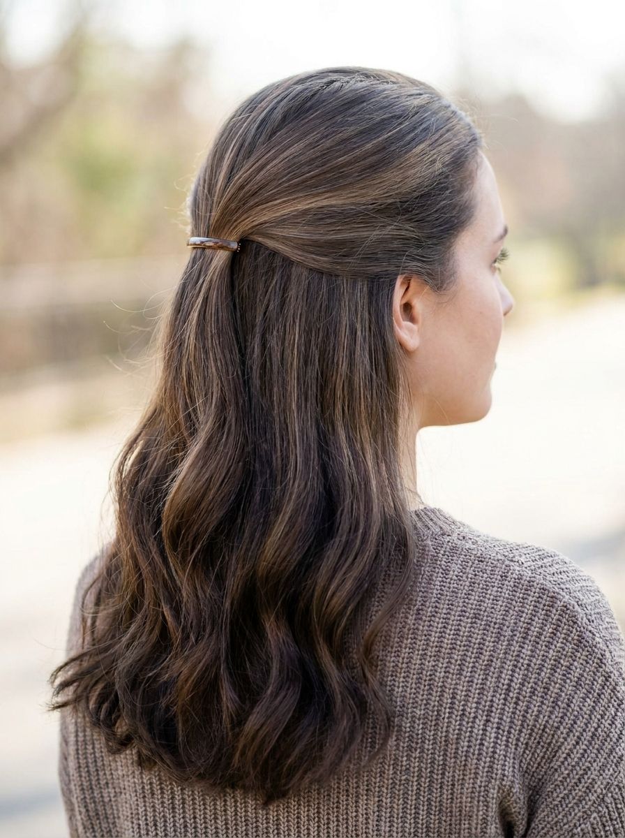 Half-Up Sleek Look - Frisuren für fettige Haare